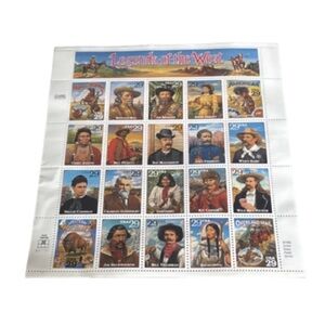 1993 Legends of the West Stamp Sheet with 20  29 cent stamps